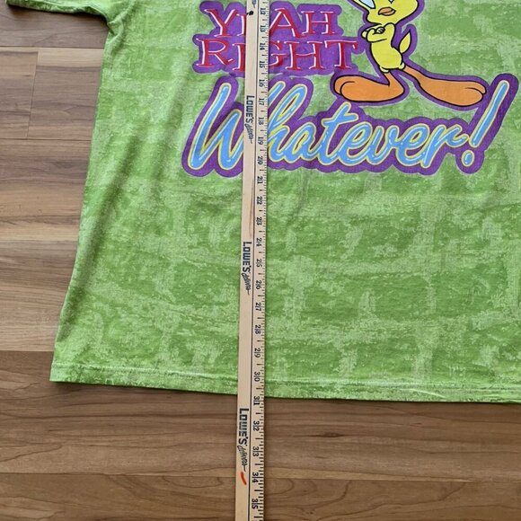 Tweety Bird Looney Tunes 90s T-shirt Acid Wash Green Men's XL Made USA - Picture 5 of 10